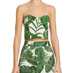 Alice + Olivia Green Leaf Print Crop Top